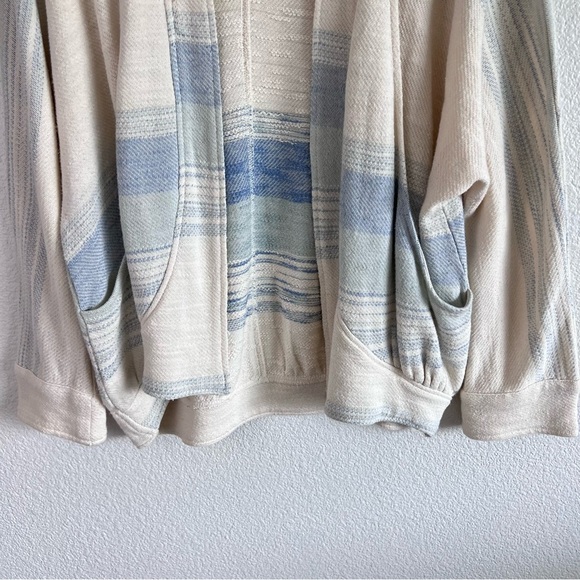 Anthropologie | Akemi + Kin Blue Cream Striped Dunes Draped Cardigan - Picture 4 of 15